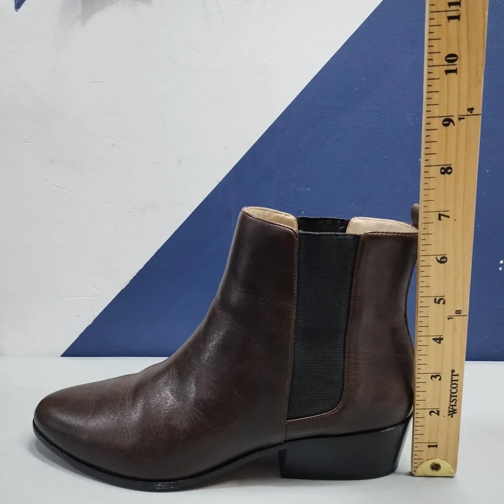 Michael Kors Chelsea Boots Womens Size 9M Brown Black Leather Almond Toe Slip On
